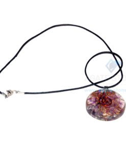 Amethyst Orgone Disc Pendant With Cord