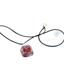 Amethyst Orgone Square Pendant With Cord