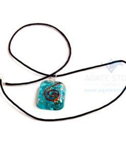 Blue Onyx Orgone Square Pendant With Cord