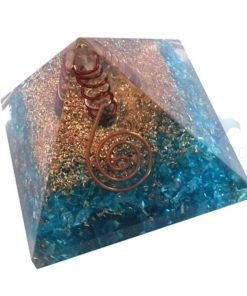 Blue Orgone Energy Pyramid With Crystal Point