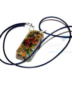 Green Jade Orgone Long Rectangle Pendant with cord