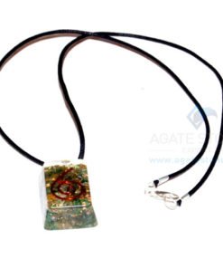 Green Jade Orgone Rectangle Pendant With Cord