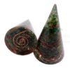Green Jade Orgonite Cone with Crystal Point