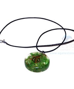 Green Onyx Orgone Disc Pendant With Cord