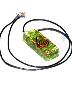 Green Onyx Orgone Long Rectangle Healing Pendant With Cord