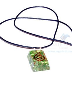 Green Onyx Orgone Rectangle Pendant With Cord