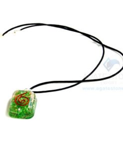 Green Onyx Orgone Square Pendant With Cord