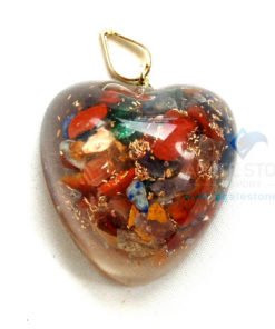 Mix Chakra Stone Orgone Heart Pendant