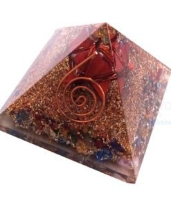 Mix Chakra Stone Orgone Pyramid With Red Jasper Merkaba Star