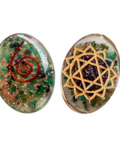 Orgone Engraved Heart Chakra Oval Cabochon