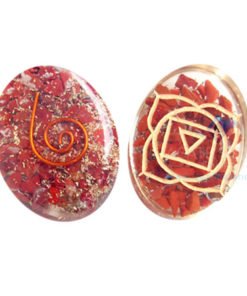 Orgone Engraved Root Chakra Oval Cabochon