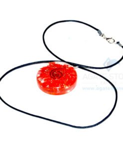 Red Onyx Orgone Disc Pendant With Cord