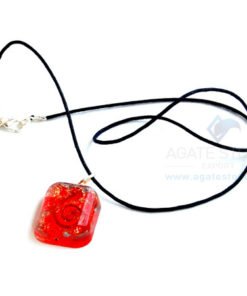 Red Onyx Orgone Square Pendant With Cord