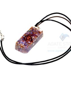 Violet Onyx Orgone Long Rectangle Pendant With Cord