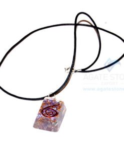 Violet Onyx Orgone Rectangle Pendant With Cord