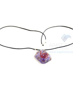 Violet Onyx Orgone Square Pendant With Cord