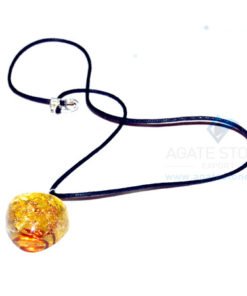 Yellow Onyx Orgone Heart Pendant With Cord