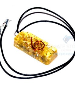 Yellow Onyx Orgone Long Rectangle Pendant With Cord