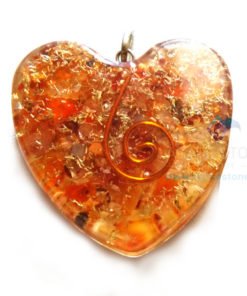 Orgone Heart Shaped Red Carnelian Pendant