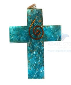 Orgonite Religious Cross Blue Onyx Pendant