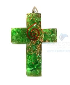 Orgonite Religious Cross Green Onyx Pendant