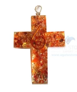 Orgonite Religious Cross Red Carnelian Pendant