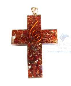 Orgonite Religious Cross Red Jasper Pendant