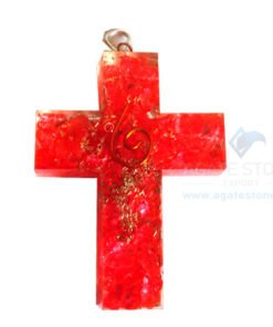 Orgonite Religious Cross Red Onyx Pendant