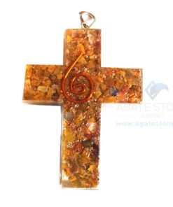 Orgonite Religious Cross Yellow Jasper Pendant
