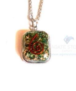 Rounded Square Green Jade Orgonite Jewellery