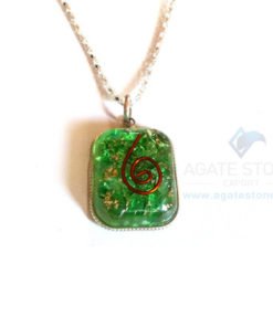 Rounded Square Green Onyx Orgone Jewelry