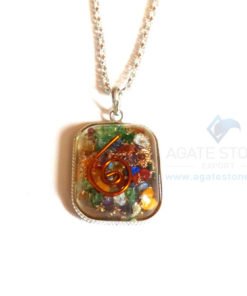 Rounded Square Mix Chakra Orgonite Jewellery