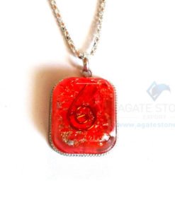 Rounded Square Red Onyx Orgone Jewelry
