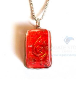Square Shaped Red Onyx Orgonite Jewellery