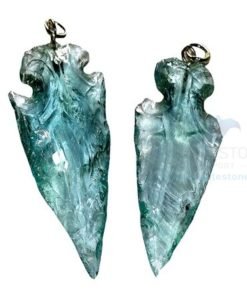 Aqua Glass Stone Arrowhead Pendant