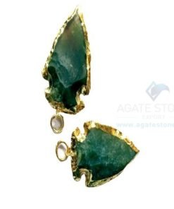 Green Electroplated Agate Stone Small Arrowhead