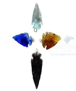 Mix Glass Stone Arrowhead Pendant
