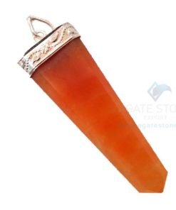 Orange Aventurine Flat Gemstone Pencil Pendants
