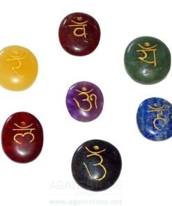 Seven Chakra Stones Engraved Sanskrit Disc Set (8)