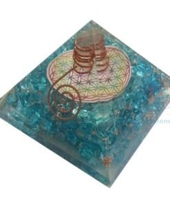 Blue Onyx Orgone Chakra Pyramid with Flower of Life