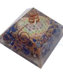 Orgonite Lapis Lazuli Orgone Chakra Flower of Life Gemstone Pyramid