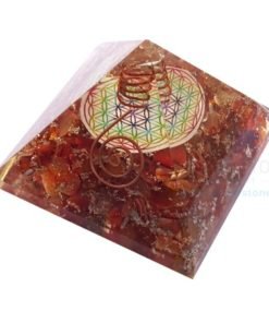 Red Carnelian Flower of Life Chakra Pyramids with Charged Crystal Point