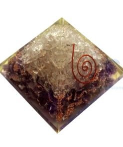 Amethyst-Crystal Quartz Orgonite Pyramid