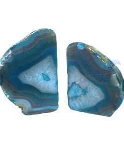 Blue Dyed Agate Natural Bookends