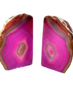 Pink Dyed Natural Agate Bookends