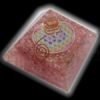 Rose Quartz Orgone Chakra Pyramid with Flower of Life and Crystal Point Orgonite Pyramid