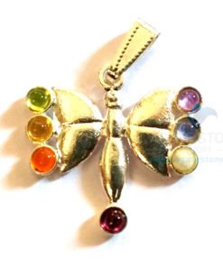 Seven Chakra Butterfly Shape Metal Pendant