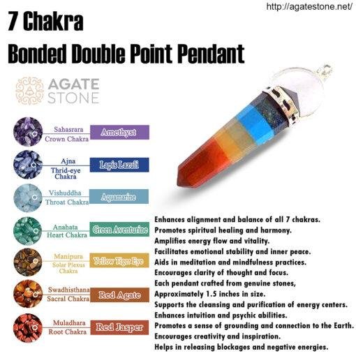 7 Chakra Bonded Double Point Pendant for Sale 1