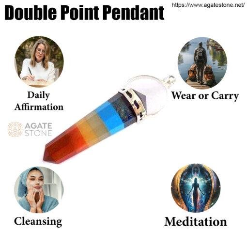 7 Chakra Bonded Double Point Pendant for Sale 3