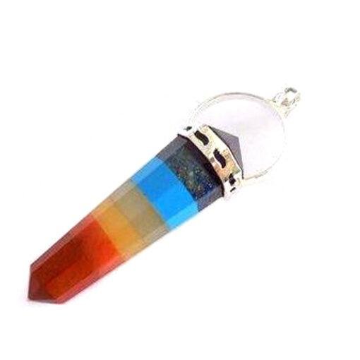 7 Chakra Bonded Double Point Pendant for Sale 5